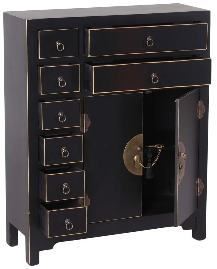 Comodă neagră înaltă 73x90 cm Oriente – Ixia