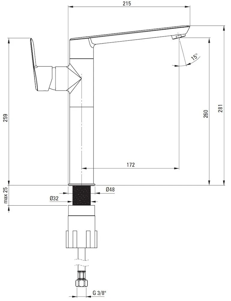 Baterie lavoar inalta monocomanda Deante Arnika BQA_020K