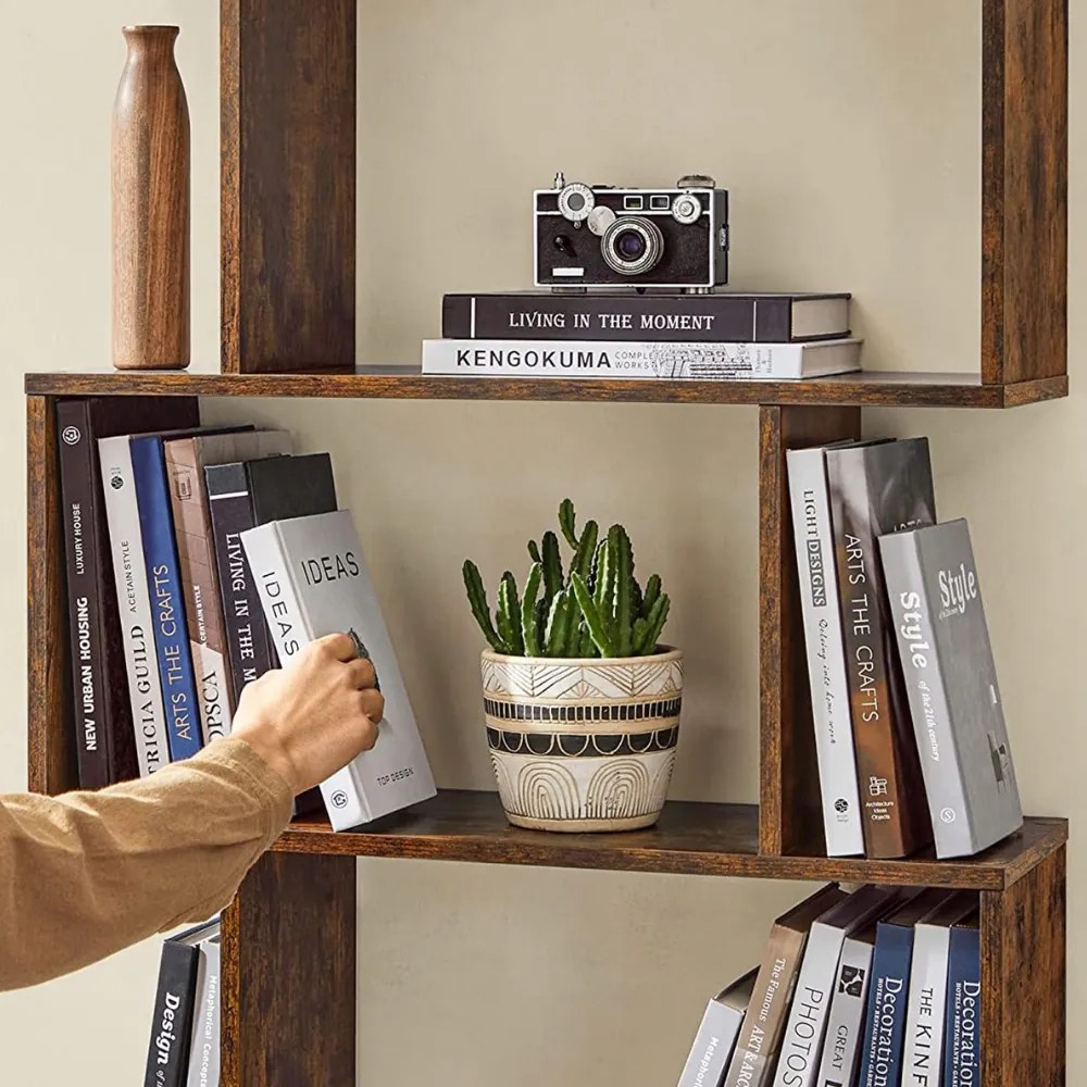 Vasagle Raft/etajeră pentru cărți PRESTON, 70x24x190,5cm, maro