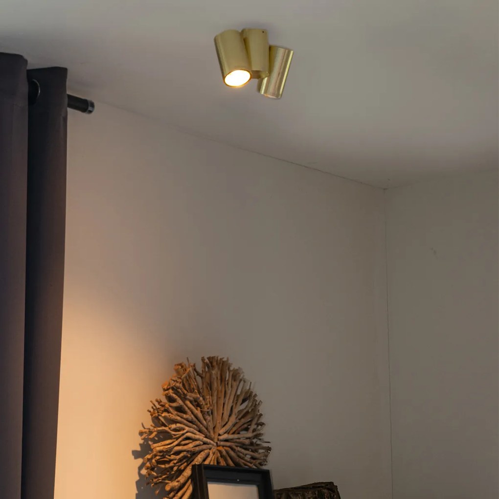 Spot reglabil de design din alamă cu 2 lumini - Michael