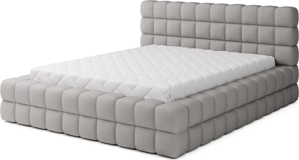 Pat tapitat cu somiera si lada depozitare, 160x200 cm, ELTAP, BE-DIZ-MET-04ROY, Dizzle, metal/poliester, gri