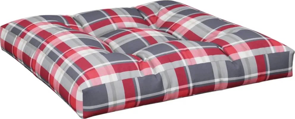 vidaXL Pernă de paleți, roșu carouri, 80x80x12 cm, material textil