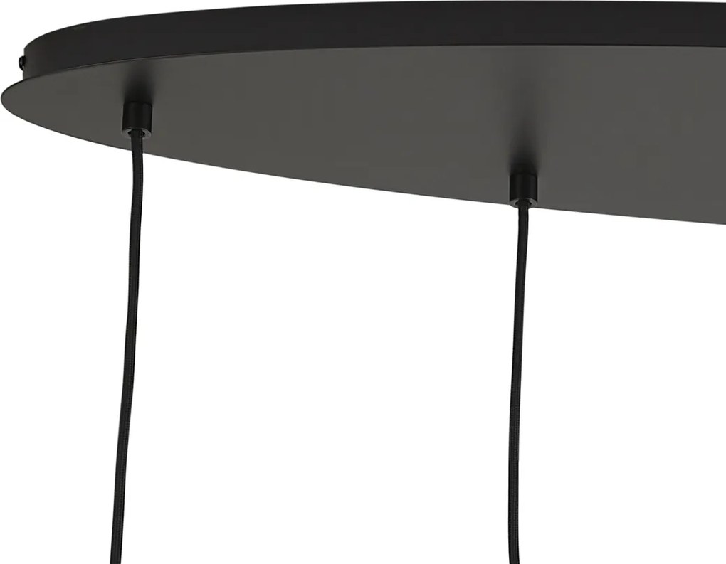 Lampă suspendată neagră cu sticlă chihlimbar, fumurie și transparentă cu 6 lumini - Elena