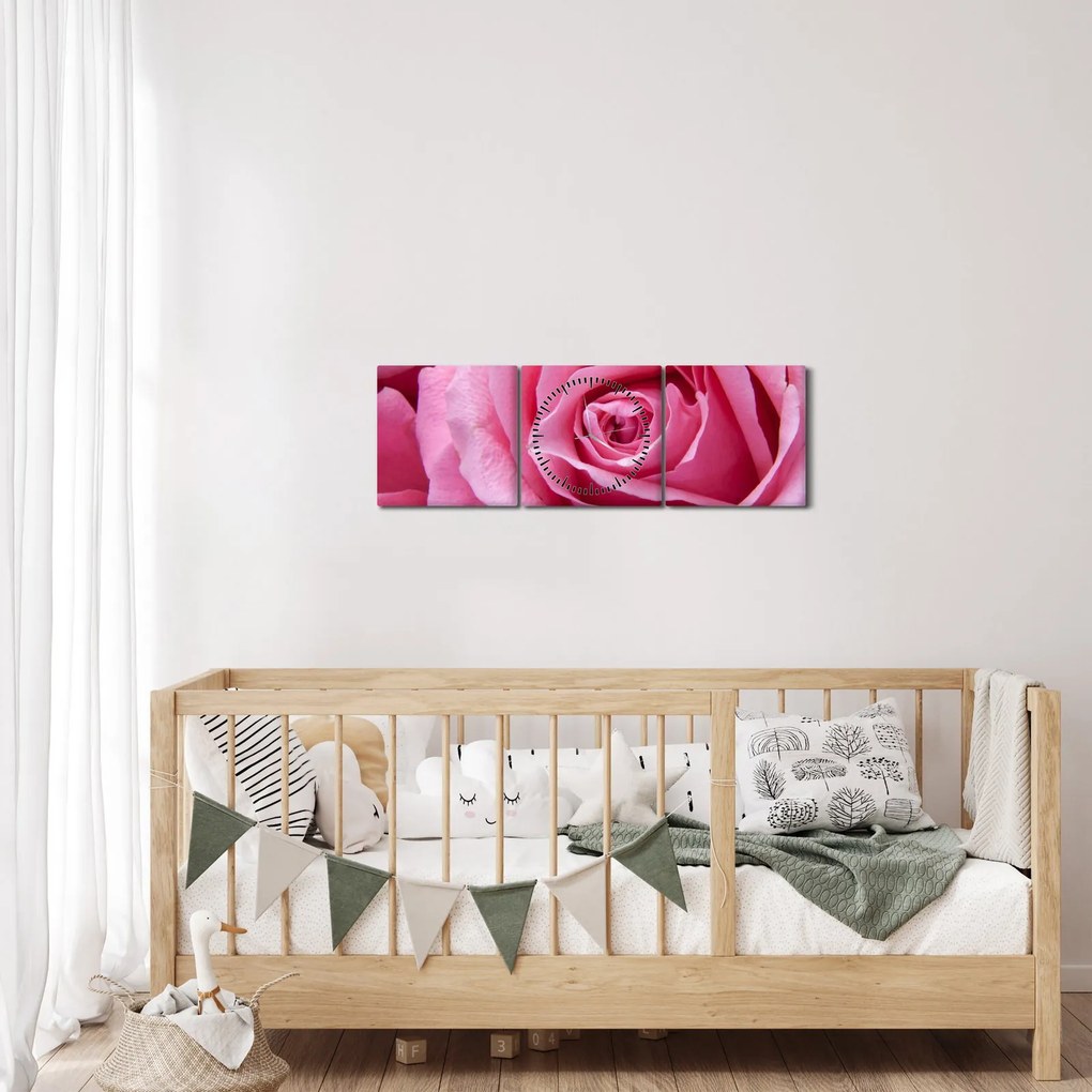 Tablou cu trandafir (cu ceas) (90x30 cm)