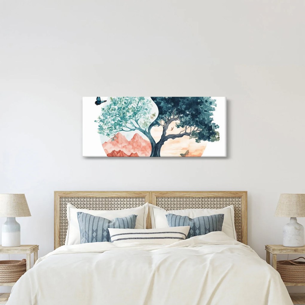 Tablou – Arbore acvarelă plin de viață (120x50 cm)