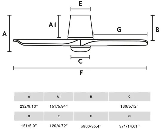 FARO 33837-1TW-LED Ventilator HEYWOOD TUB 10W/230V pin/negru Ø 90 cm+DO