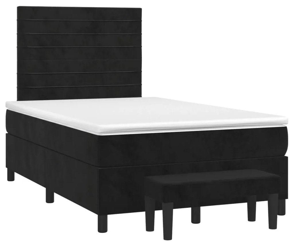 3270477 vidaXL Pat box spring cu saltea, negru, 120x190 cm, catifea