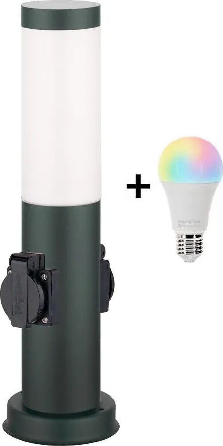 Brilagi - Lampă LED RGBW Ven cu 2 prize, 1xE27/9W/230V, 40 cm, IP44, antracit