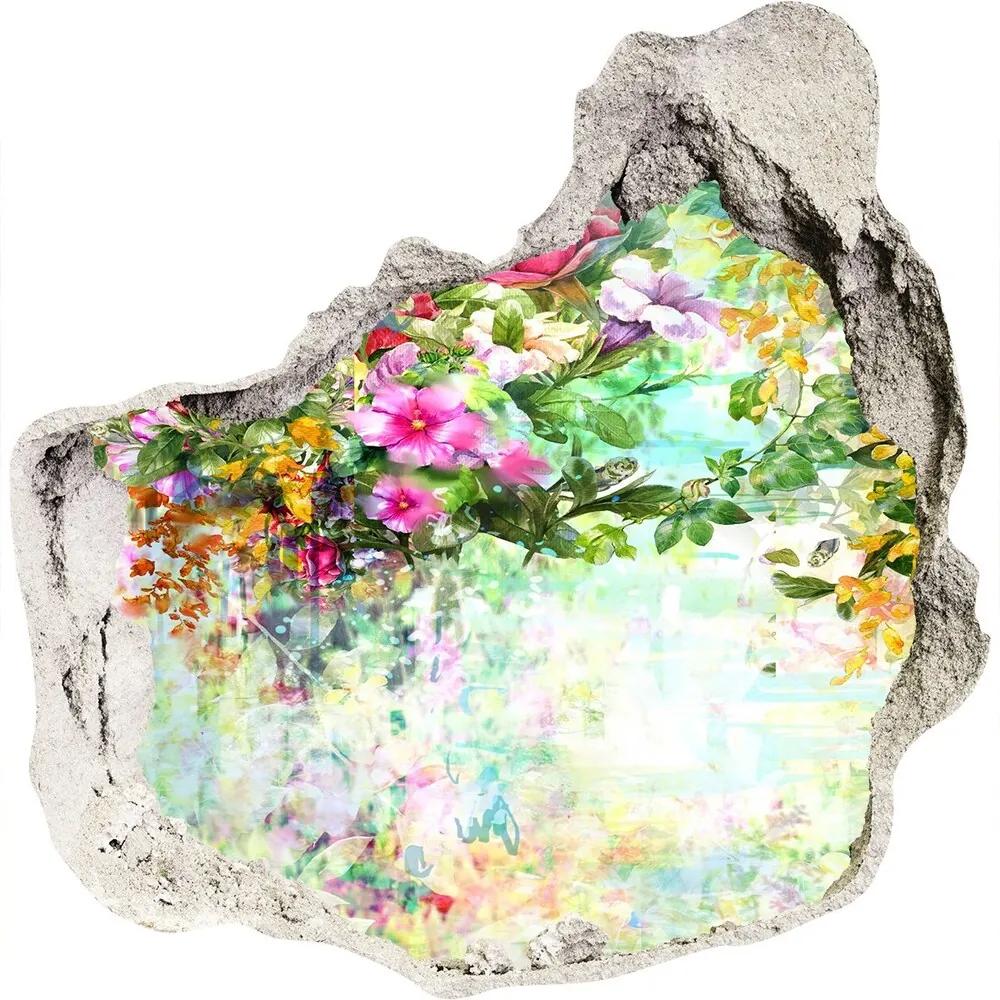Fototapet 3D gaură în perete Flori multi-colorate