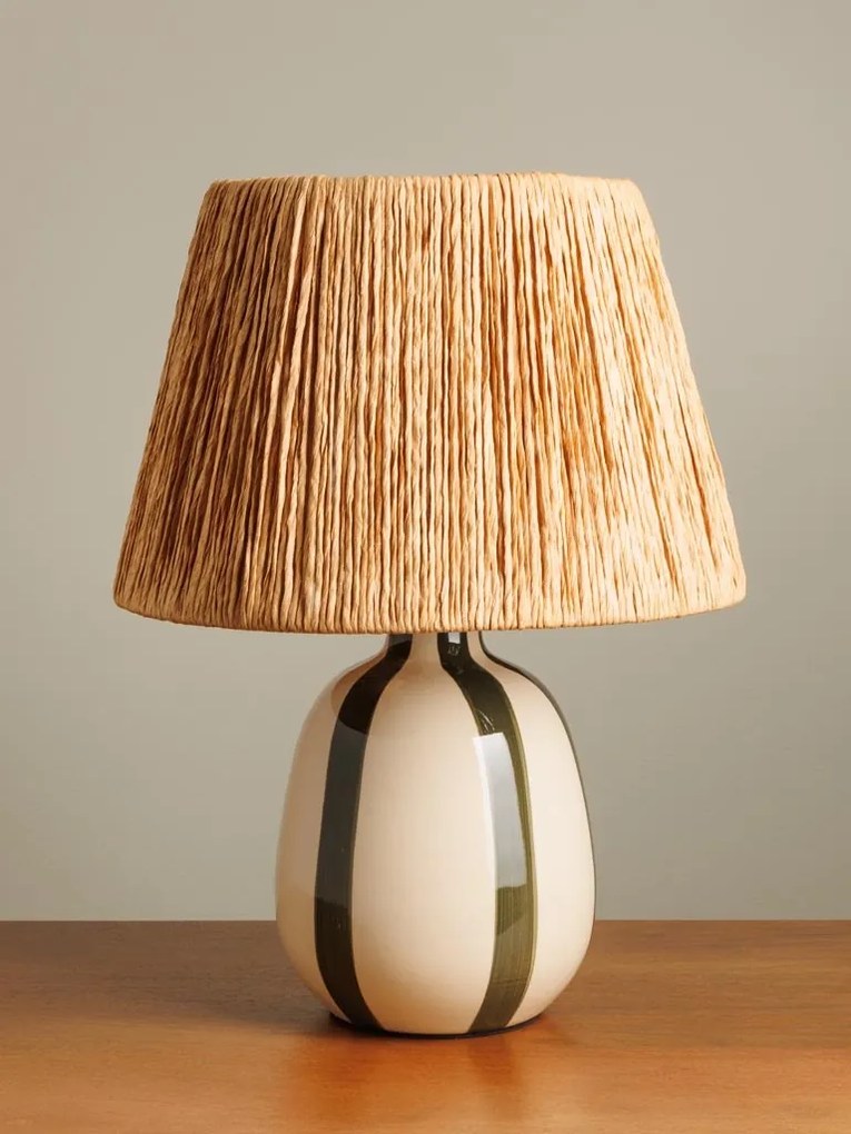 Lampa de masa, cu abajur din rafie, H42cm, Antibes