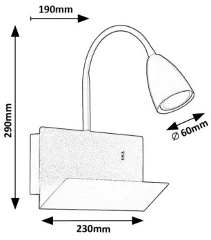 Lampă de perete cu raft Rabalux 71090 TACITO 1xGU10/25W/230V alb
