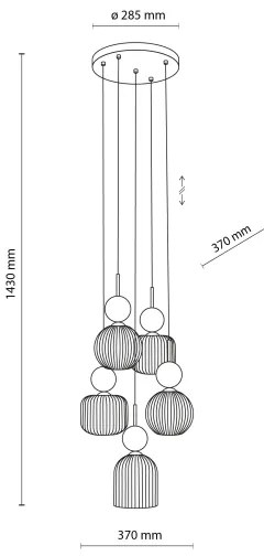 Lustră suspendată SOPHIA, 5 x E14, 10 W, 230 V, negru/verde/bej fumuriu