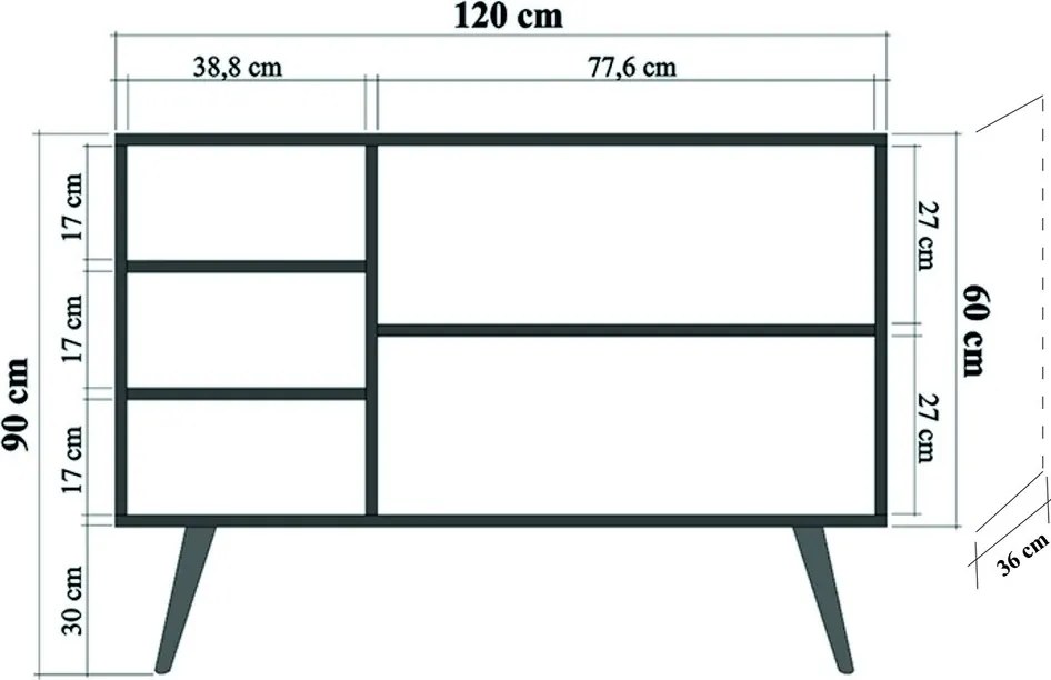 Comoda Mega 728, Vella, 120x36x94 cm, multicolor