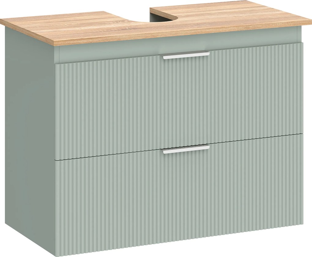 HOMCOM Corp sub lavoar, mobilier de baie cu 2 sertare, stil modern, 80 x 40 x 60 cm, verde și lemn natural | Aosom Romania