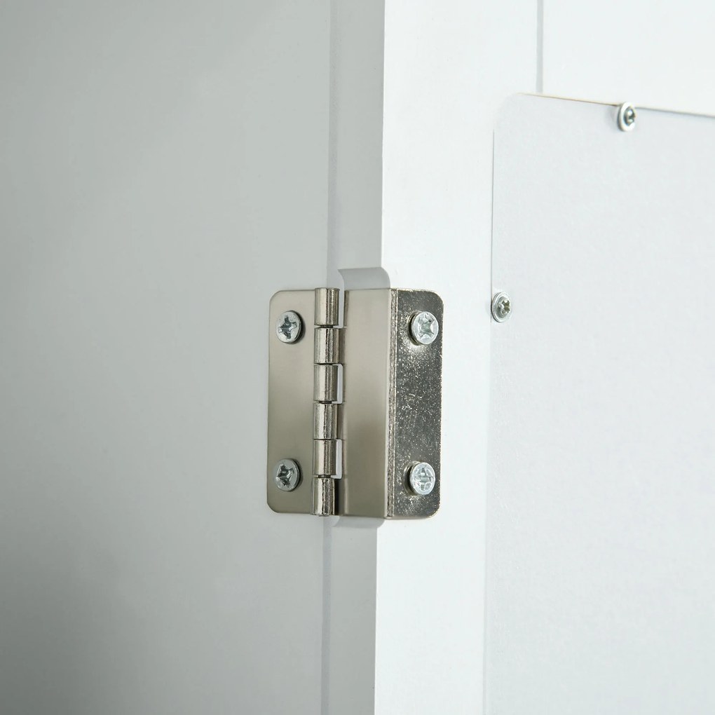 kleankin Dulap de Baie cu Oglindă – Dulap cu Oglindă – Dulap pentru WC – 1 Ușă, 2 Rafturi – MDF Alb și Sticlă | Aosom Romania