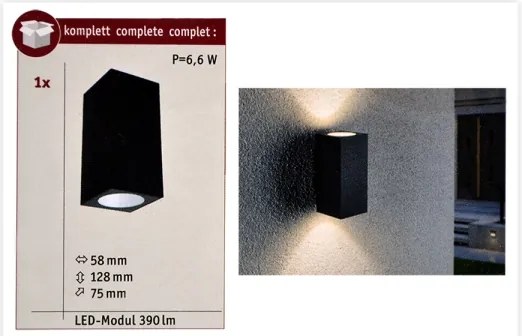 Aplică de exterior Paulmann 94328 2xLED/2,8W IP44 FLAME 230V antracit