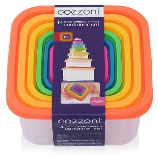 Set de 7 Cutii alimentare Dreptunghiulare cu Capac multicolor, 160 ml - 4 l