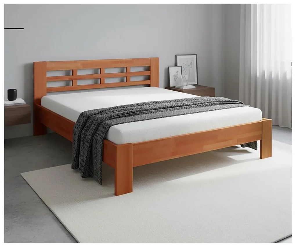 Pat dublu din lemn masiv ANGELA 180x200 cm nuc