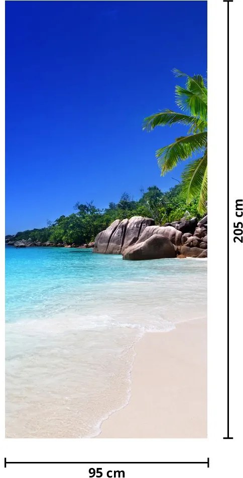 Fototapet pentru ușă - Plaja de pe insula Praslin (95x205cm)