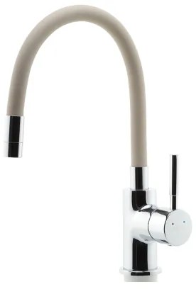 Baterie de chiuvetă cu pipă flexibilă FERRO crom lucios/bej