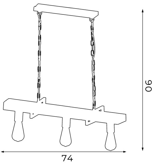 Lustră pe lanț HARD 3xE27/60W/230V