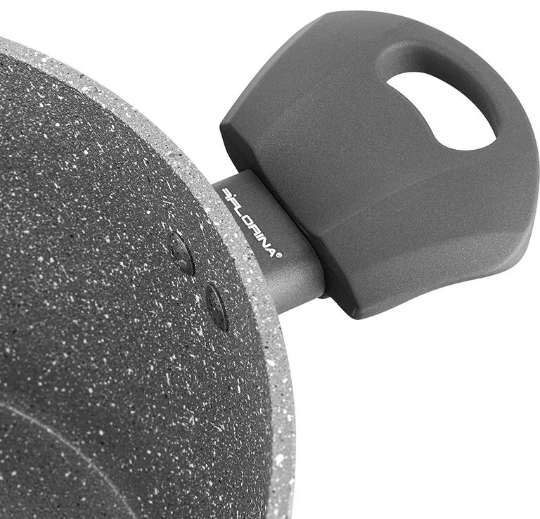 Oală cu capac Florina Lava Stone MG, 24 cm, 4 l, gri, diam. 24 cm