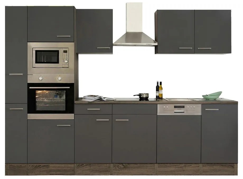 Mobilă de bucătărie Yorki 310, corp din stejar Yorki, cu față antracit satinat