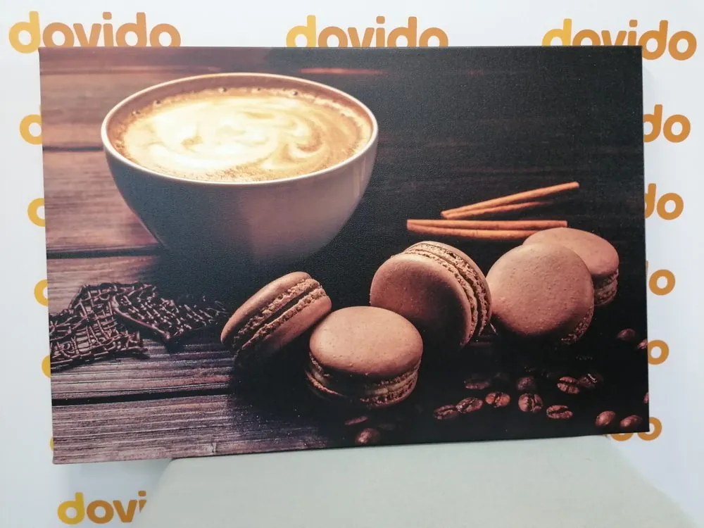 Tablou cafea cu macarons de ciocolată