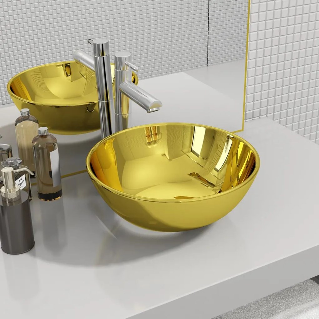 Chiuveta de baie, auriu, 28 x 10 cm, ceramica