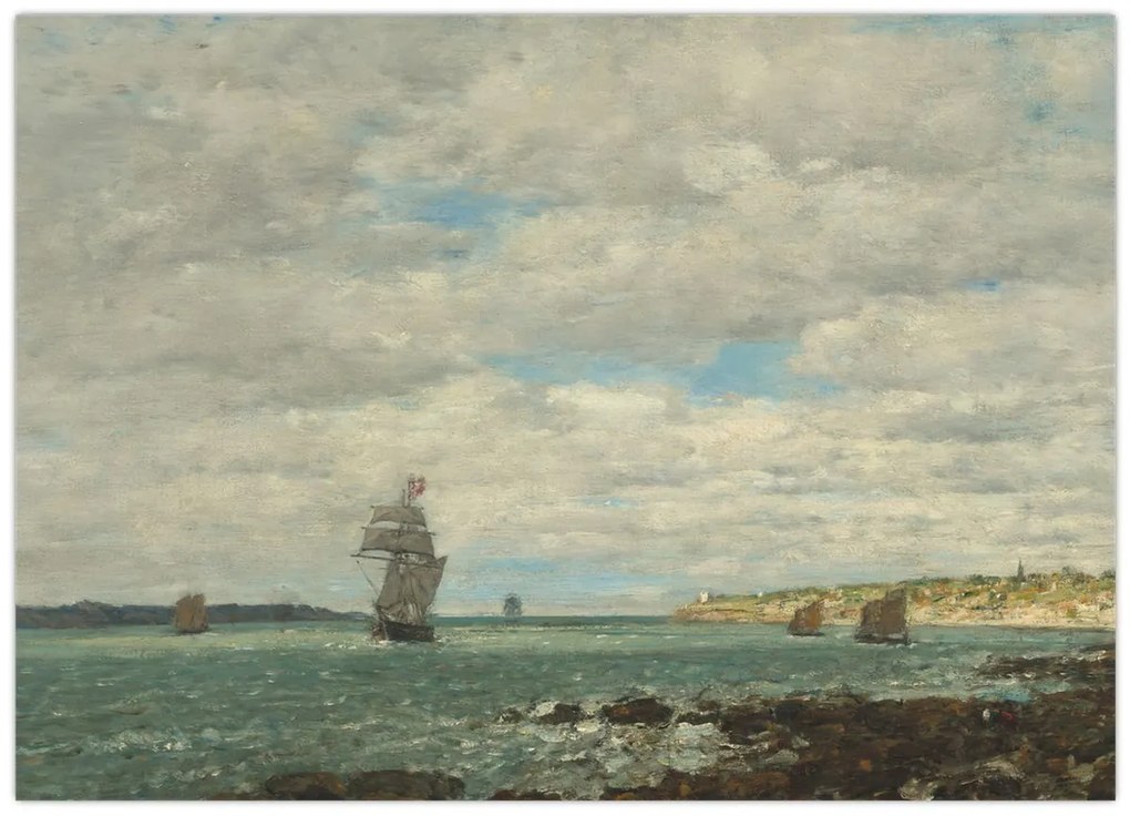 Tablou pe sticlă - Eugène Boudin, Coast of Brittany, reproducere (70x50 cm)