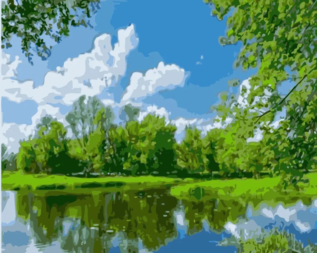 Pictura pe numere cu un cadru "Lac" 50x40 cm
