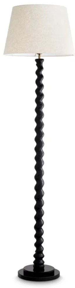 Lampa de podea LUX, Lemn, Tesatura, Negru, Massimo
