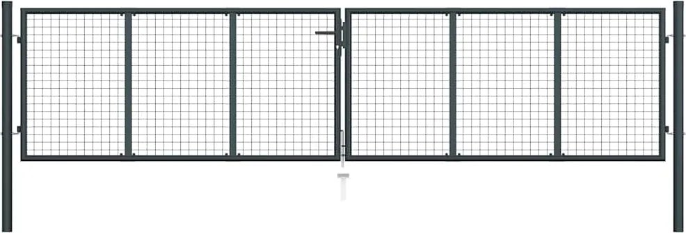 vidaXL Poartă de grădină din plasă, oțel galvanizat, gri, 400x75 cm