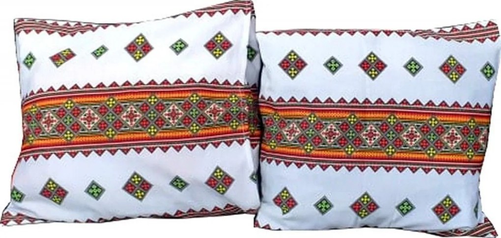 Set 2 fete de perna cu motive traditionale Casa Gino®, din bumbac 100%, dimensiune 40X40 centimetri, model Traditional Clasic