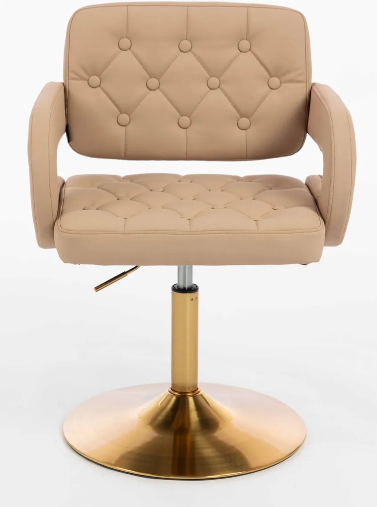 HR8403N Scaun Caramel Piele Ecologica Premium Soft cu Bază Aurie