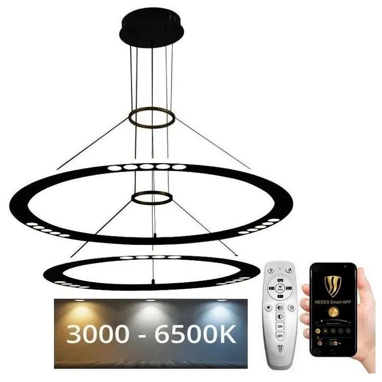 Lustră LED dimabilă pe cablu LED/90W/230V 3000-6500K + telecomandă