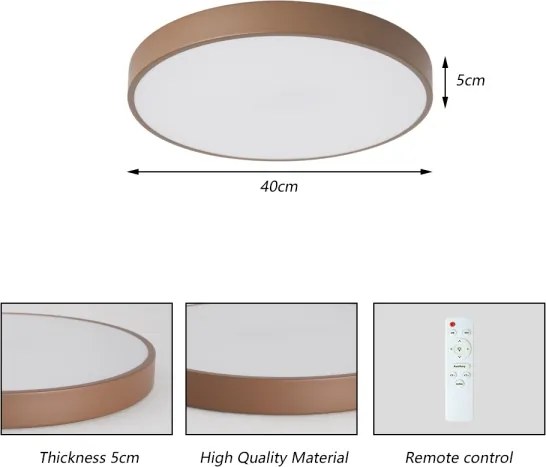Brilagi - Plafonieră LED dimabilă POOL, 48W, 230V, 3000–6000K, Ø40 cm, maro + telecomandă