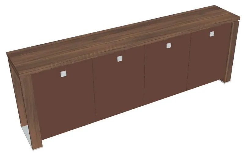 Dulap mic Verno+ 260 x 46 x 90 cm, uși de sticlă, nuc / maro