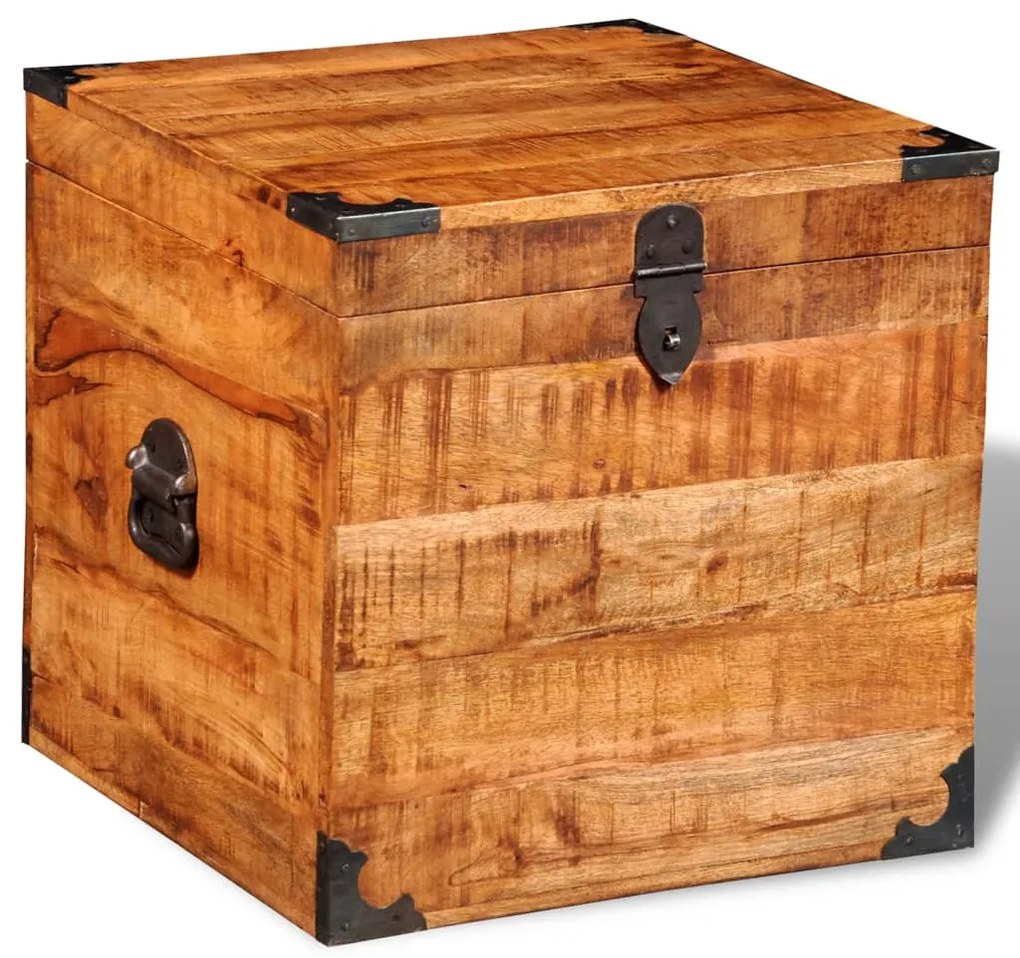 241636 vidaXL Cufăr de depozitare tip cub, lemn de mango nefinisat