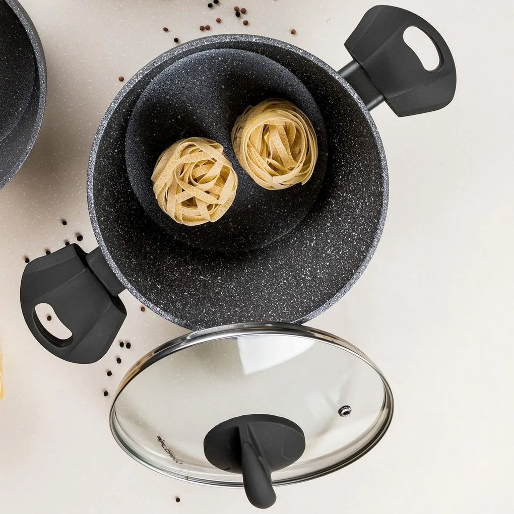 Oală cu capac Florina pentru inducție și gazLava Stone MG, 16 cm, 1,2 l, diam. 16 cm