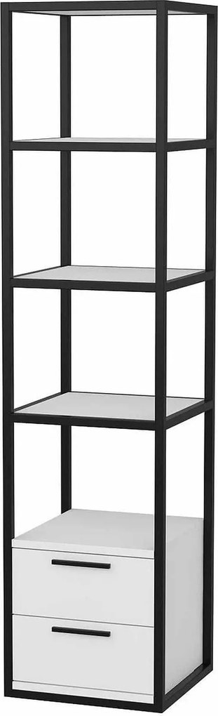 Etajera ROBCOSS, negru/alb, PAL/metal, 39x39x160 cm