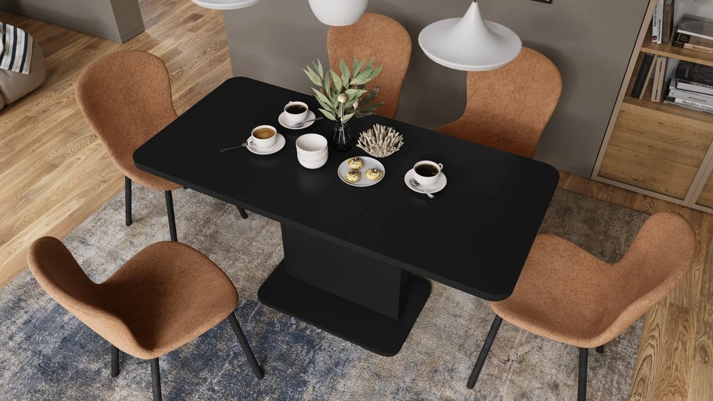 Mazzoni ASTON MINI-Z Negru Mat - MĂSUȚĂ DE CAFEA MODERNĂ EXTENSIBILĂ REGLABILĂ PE ÎNĂLȚIME MASĂ TRANSFORMABILĂ