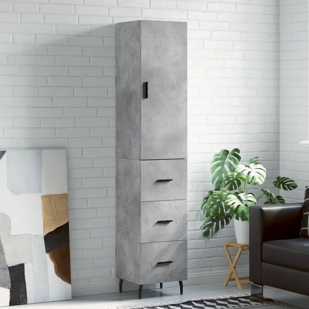 vidaXL Dulap înalt, gri beton, 34,5x34x180 cm, lemn prelucrat