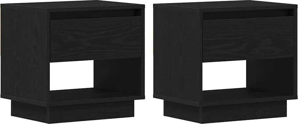 vidaXL Noptieră 2 pcs Stejar Negru 45 x 34 x 44 cm Lemn compozit