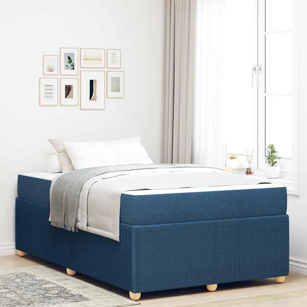 vidaXL Cadru de pat cu saltea cu saltea albastru 120 x 190 cm țesătură