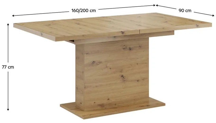Masă de sufragerie extensibilă Bovata (stejar artisan) (pentru 6-8 persoane). 1097146