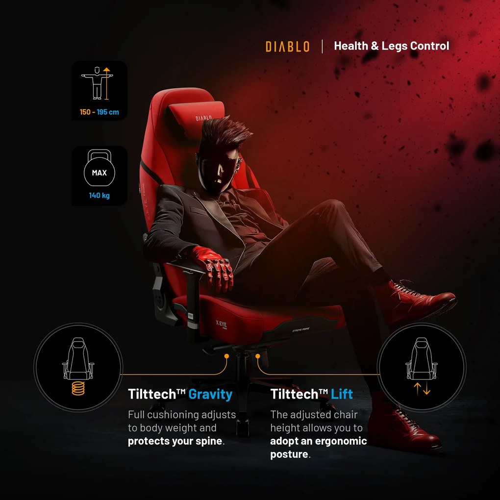 Scaun gaming Diablo X.Eye Prime, Normal Size, Bloody Mary