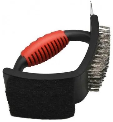 Perie pentru curatat gratar, grill, inox, 3 in 1, sarma, racleta si burete, cu maner silicon, 16x12x6 cm