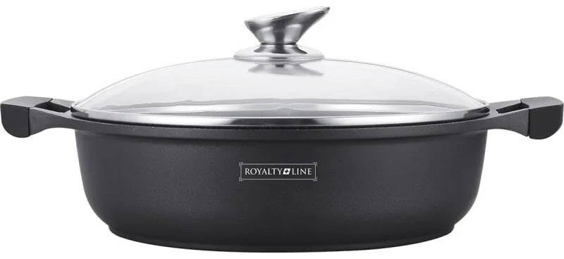 Cratiță marmorată antiaderentă cu capac 34 cm, 7L – Royalty Line RL-BR34CM, compatibilă cu toate plitele