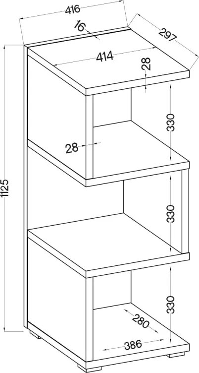 Biblioteca 41.6x112.5x29.7 cm, Mori, ADRK Furniture (Culoare: Sonoma / Sonoma)